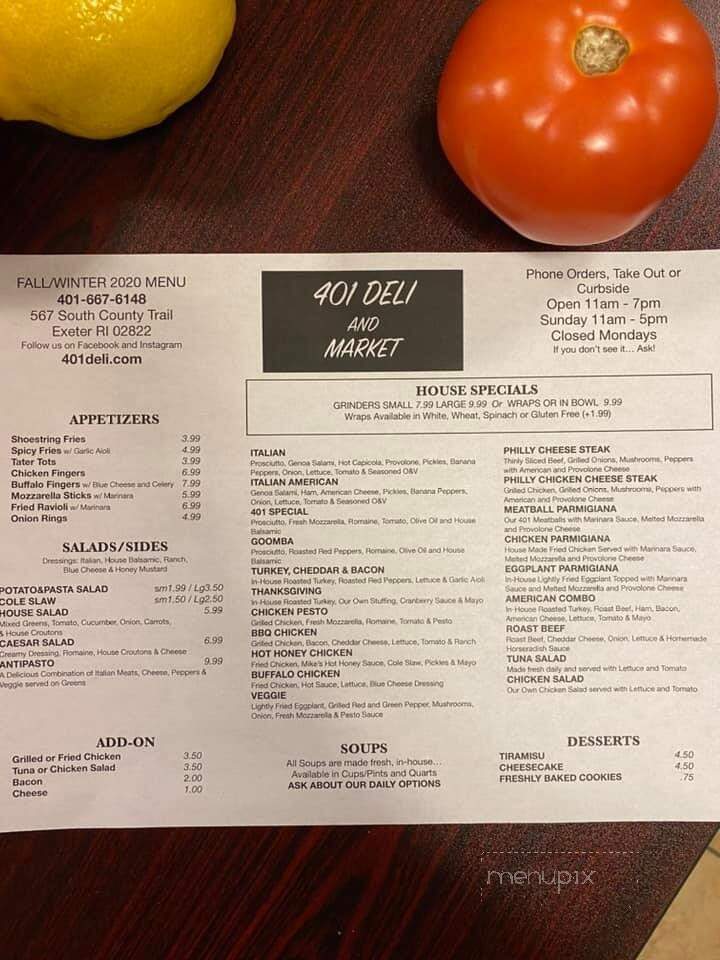 401 Deli - Exeter, RI menu_pic