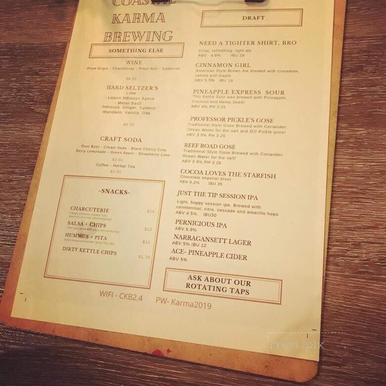 Coastal Karma Brewing - Lake Park, FL menu_pic