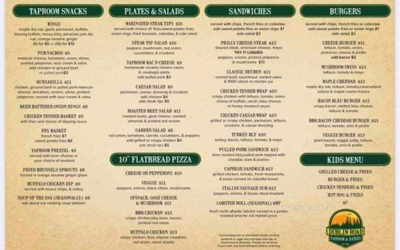 Dublin Road Taproom and Eatery - Jaffrey, NH menu_pic