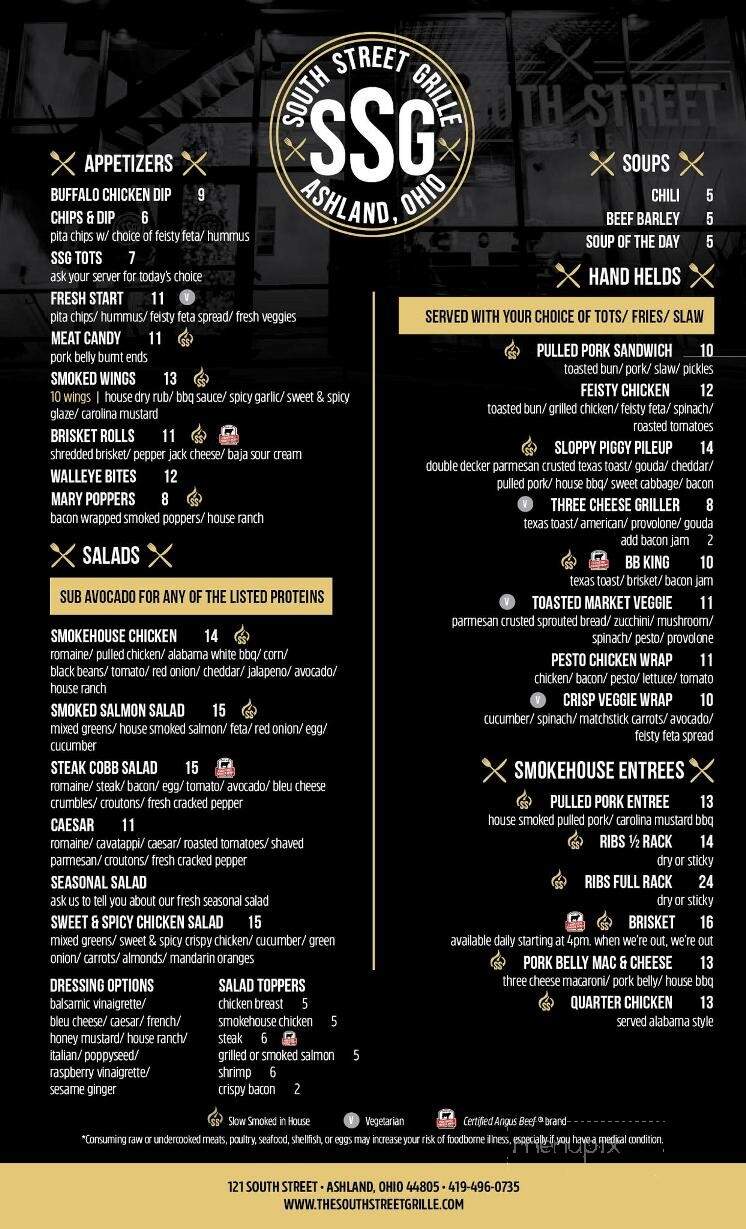 The South Street Grille - Ashland, OH menu_pic