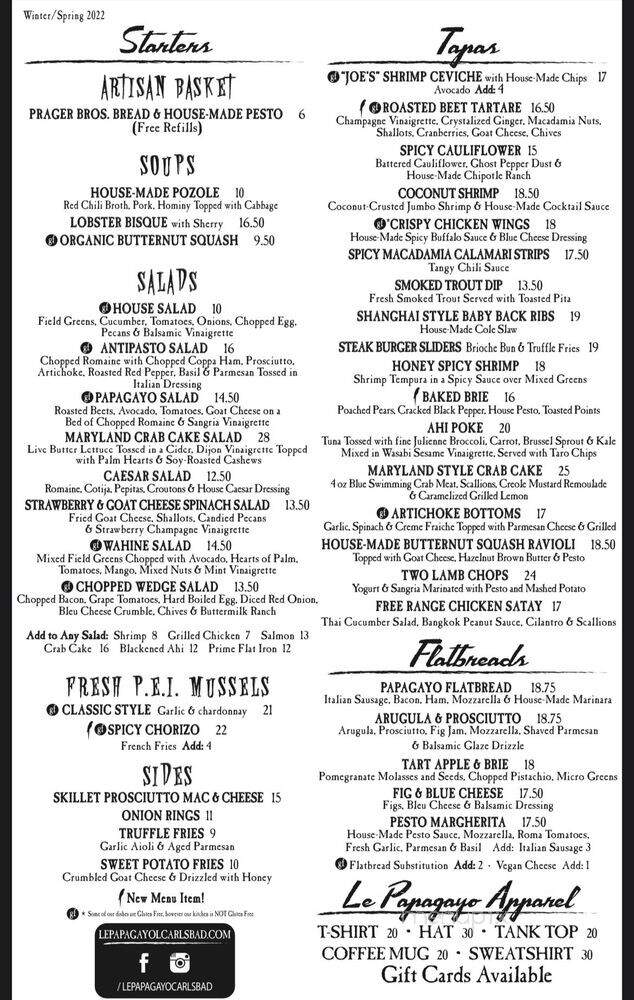Le Papagayo - Carlsbad, CA menu_pic
