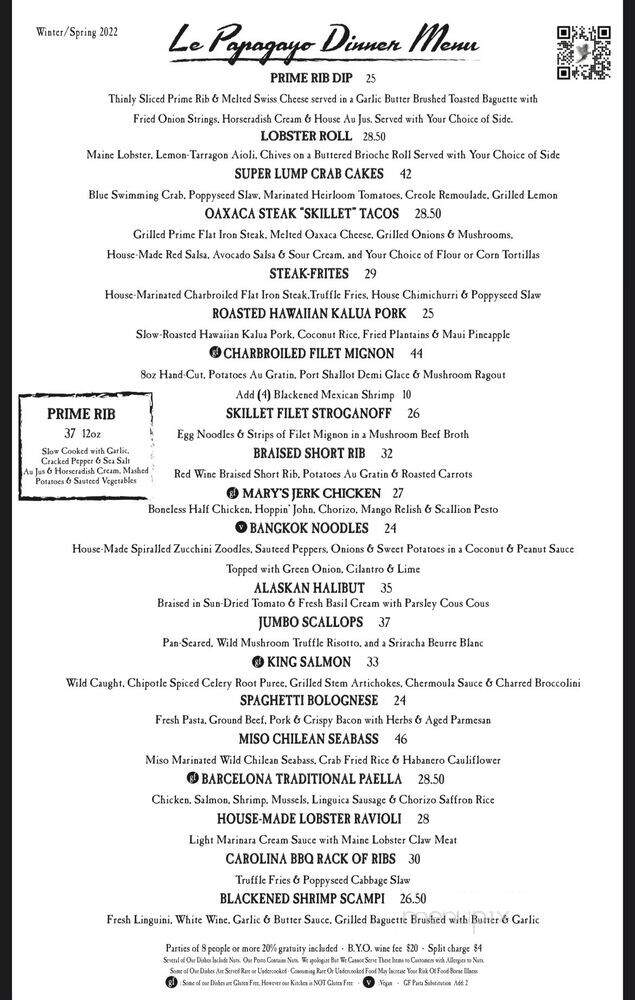 Le Papagayo - Carlsbad, CA menu_pic