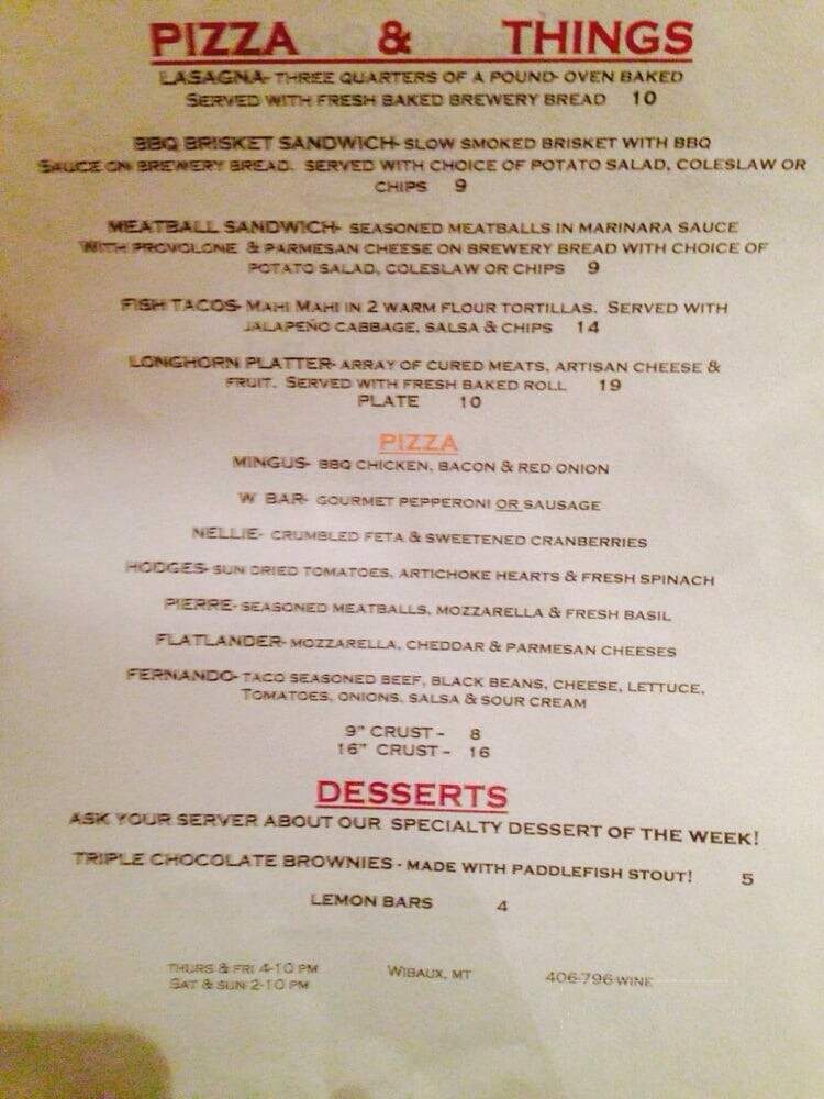 The Gem - Wibaux, MT menu_pic
