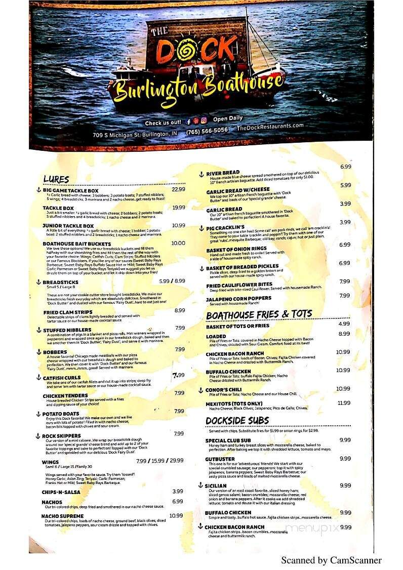 Burlington Boathouse - Burlington, IN menu_pic