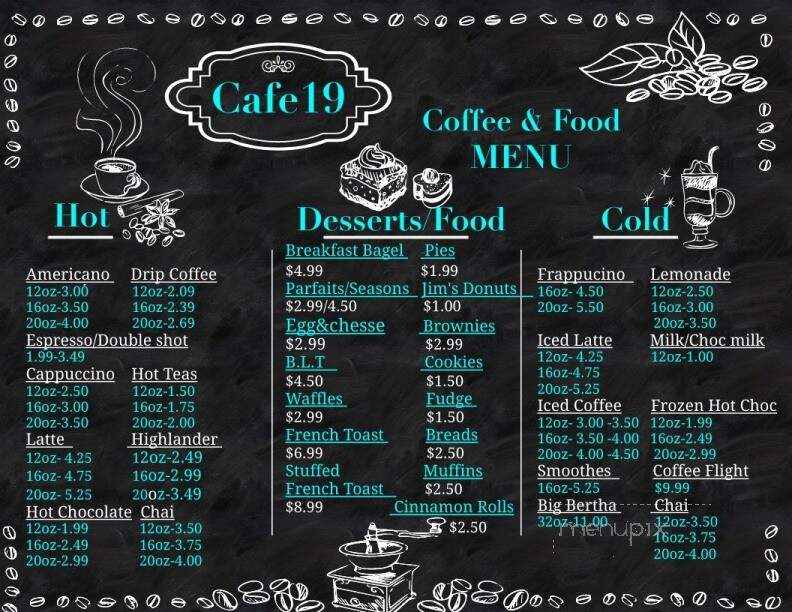 Cafe 19 - Englewood, OH menu_pic
