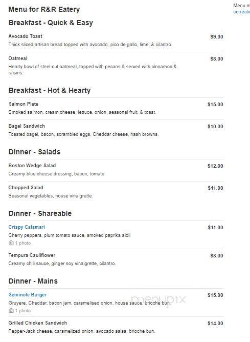 R&R Eatery - Tallahassee, FL menu_pic