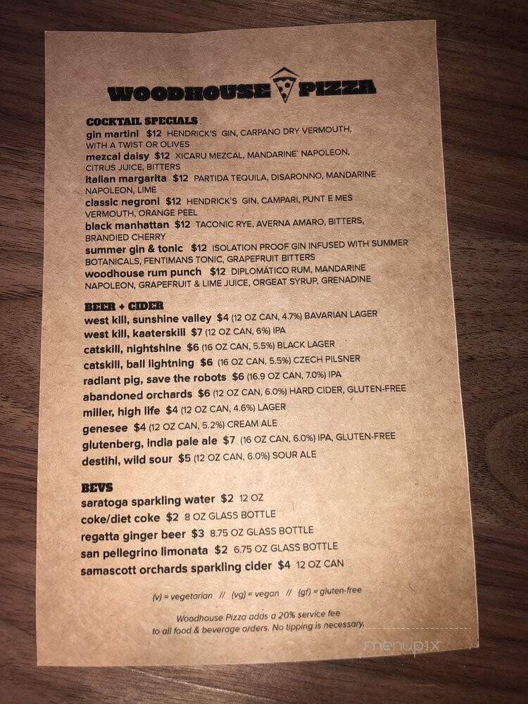 Woodhouse Pizza - Greenville, NY menu_pic