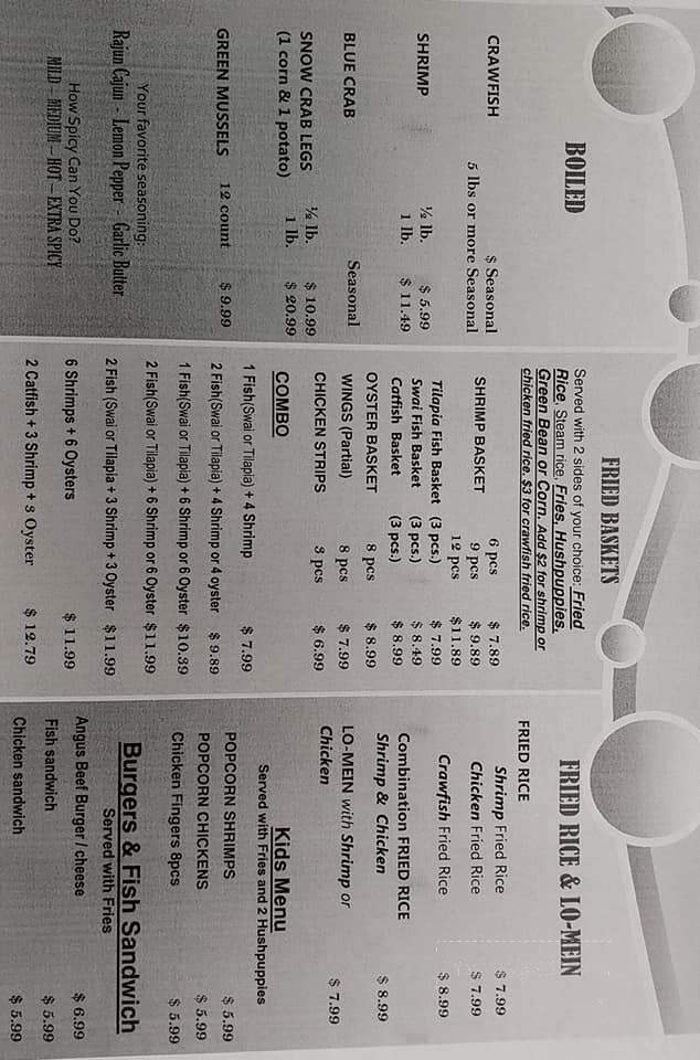 Danny's Crawfish & Seafoods - Missouri City, TX menu_pic