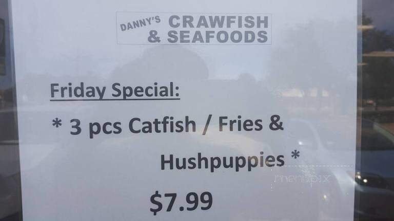 Danny's Crawfish & Seafoods - Missouri City, TX menu_pic