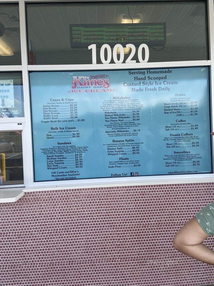 Kline's Dairy Bar - McGaheysville, VA menu_pic