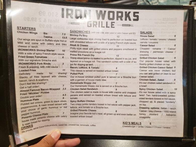Iron Works Grille - Tellico Plains, TN menu_pic