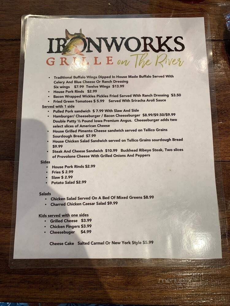 Iron Works Grille - Tellico Plains, TN menu_pic