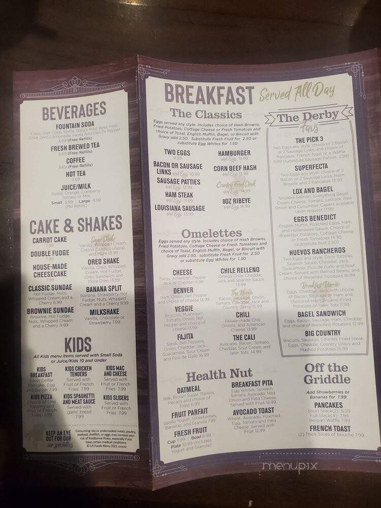 The Derby Room - Pomona, CA menu_pic