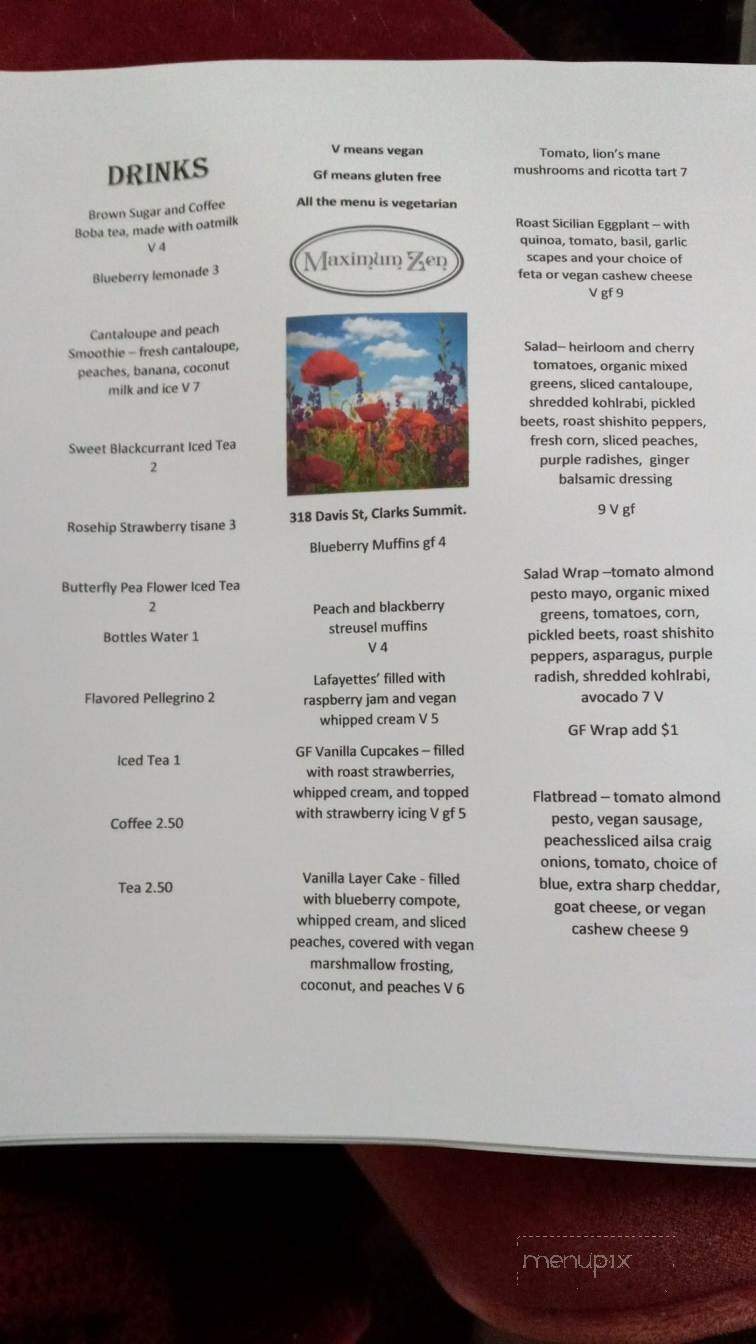 Maximum Zen - Clarks Summit, PA menu_pic