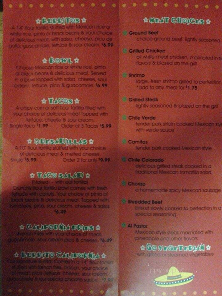 Cali Burrito - Duncan, OK menu_pic