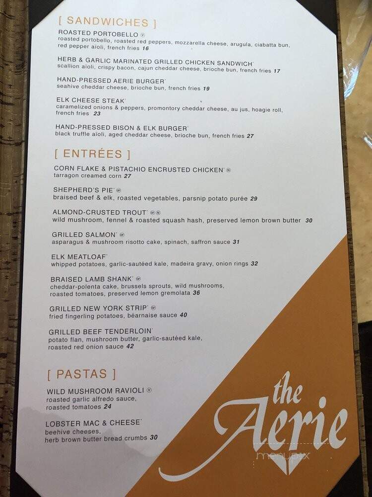 The Aerie Restaurant - Snowbird, UT menu_pic