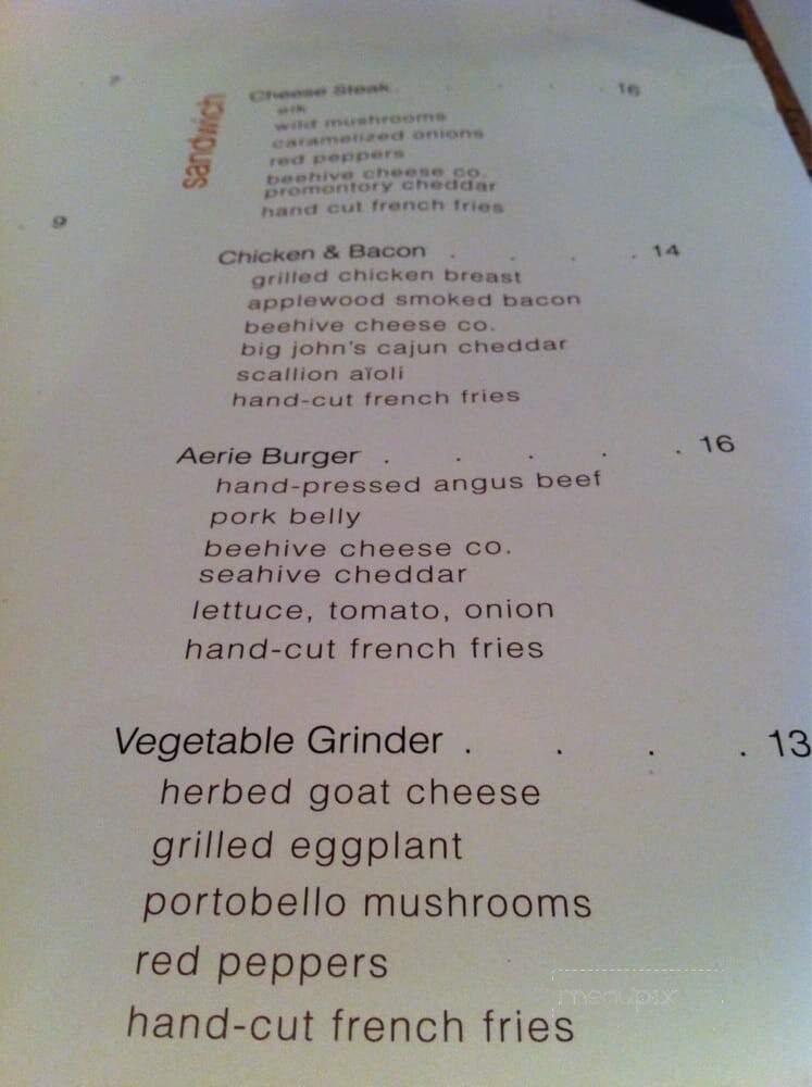 The Aerie Restaurant - Snowbird, UT menu_pic