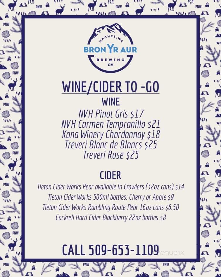 Bron Yr Aur - Naches, WA menu_pic