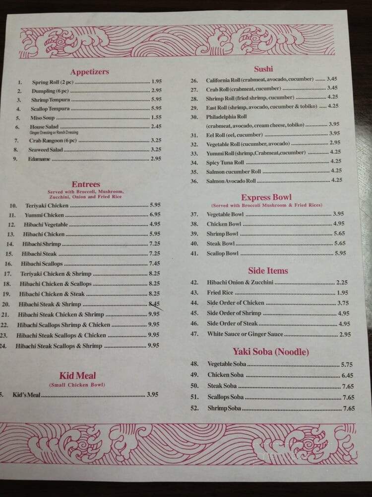 Yummy Japan - Smithfield, NC menu_pic