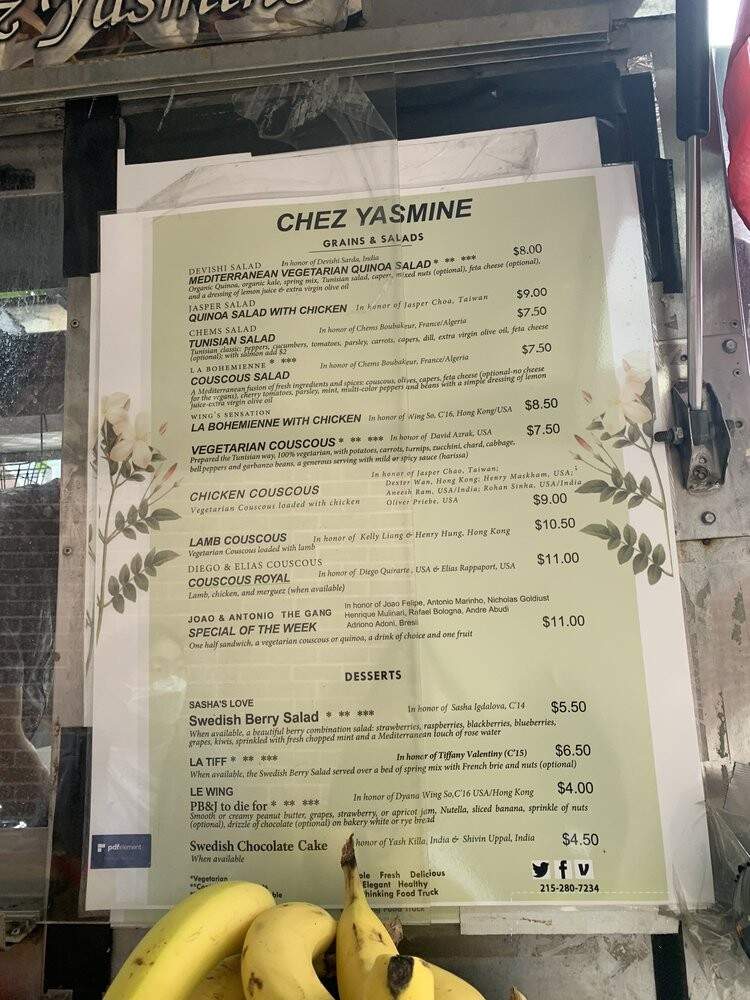 Chez Yasmine - Philadelphia, PA menu_pic