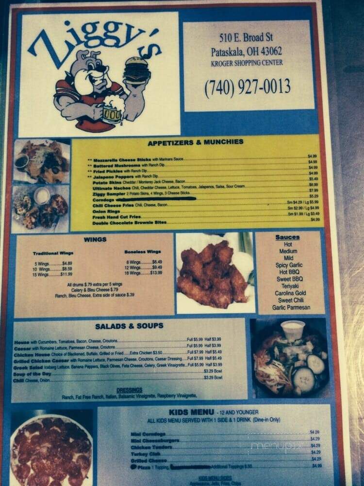 Ziggy's - Pataskala, OH menu_pic