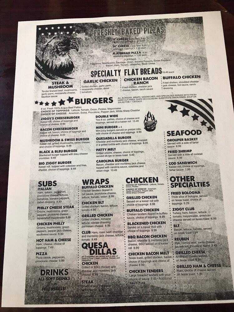 Ziggy's - Pataskala, OH menu_pic