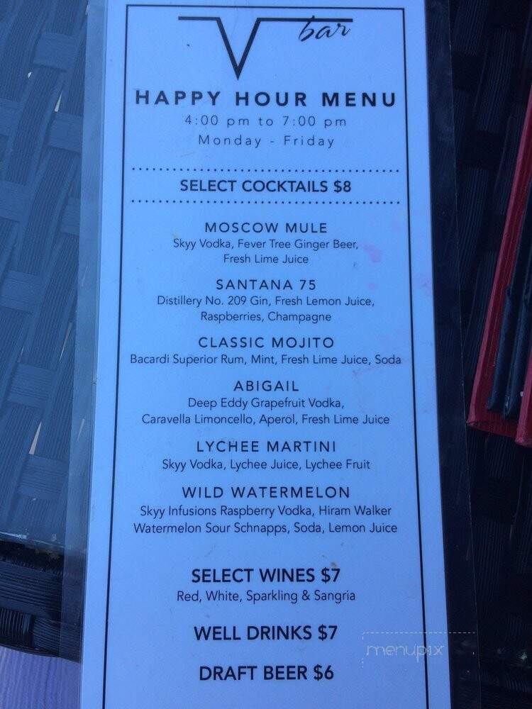V Bar - San Jose, CA menu_pic