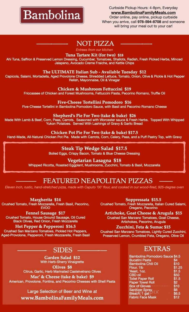 Bambolina Restaurant - Salem, MA menu_pic