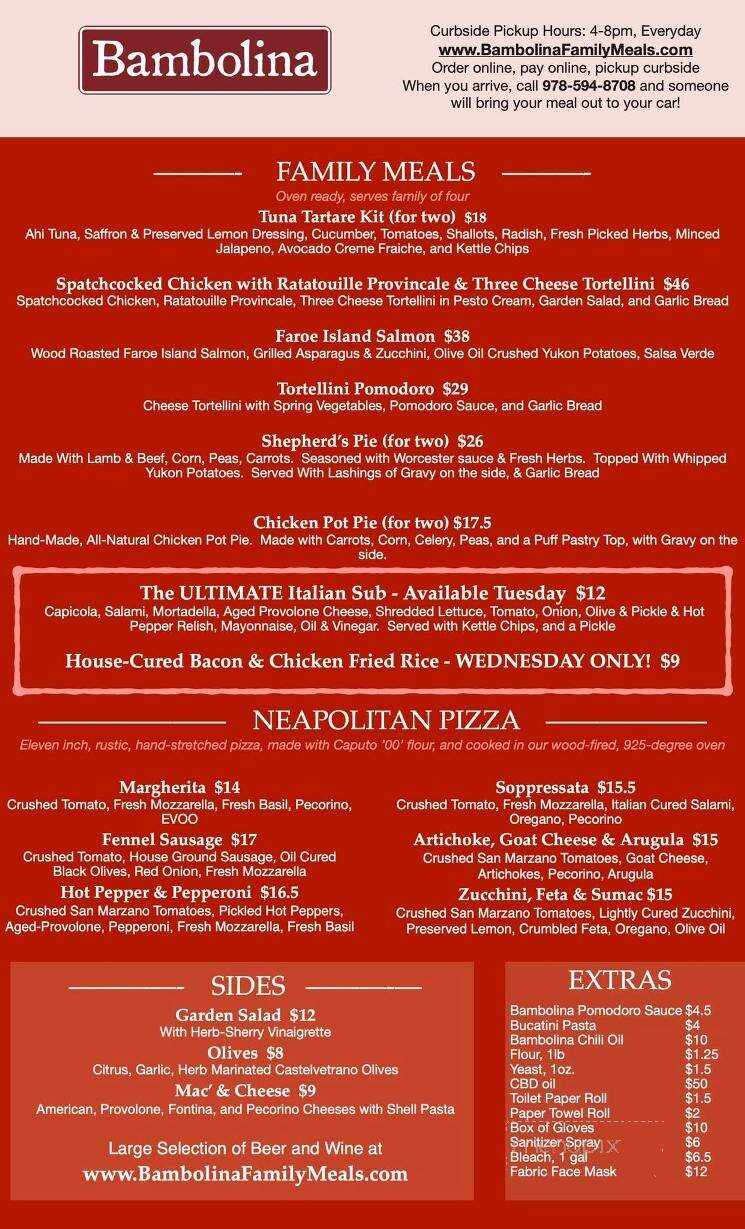 Bambolina Restaurant - Salem, MA menu_pic