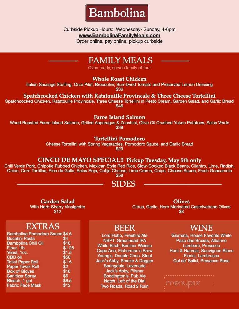 Bambolina Restaurant - Salem, MA menu_pic
