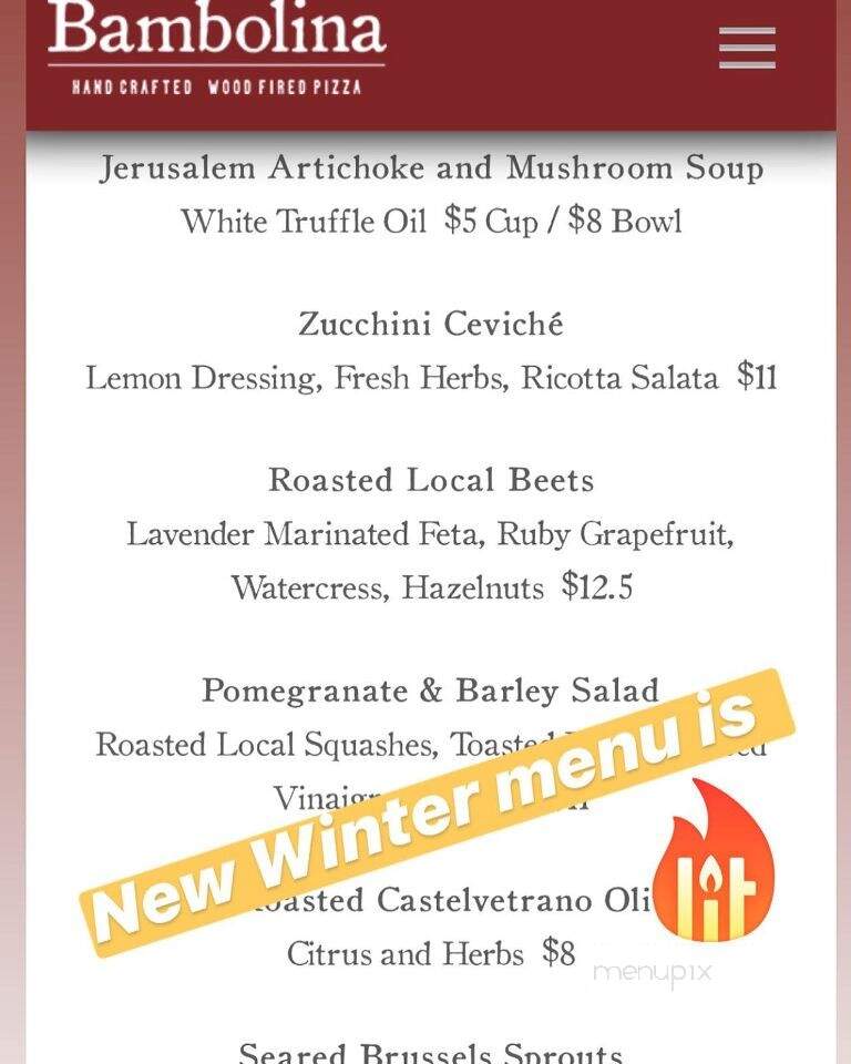 Bambolina Restaurant - Salem, MA menu_pic