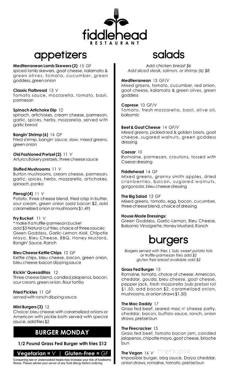 Fiddlehead - Michigan City, IN menu_pic