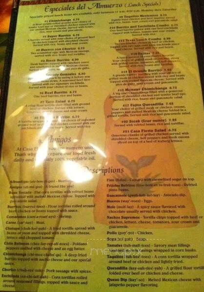 Casa Fiesta - Norwalk, OH menu_pic