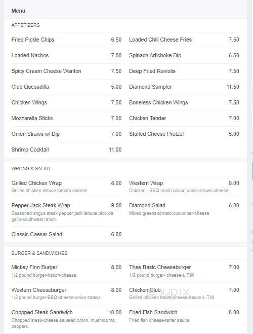 Diamond Lodge - Rootstown, OH menu_pic