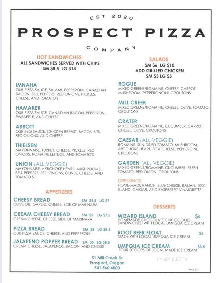 Prospect Pizza - Prospect, OR menu_pic