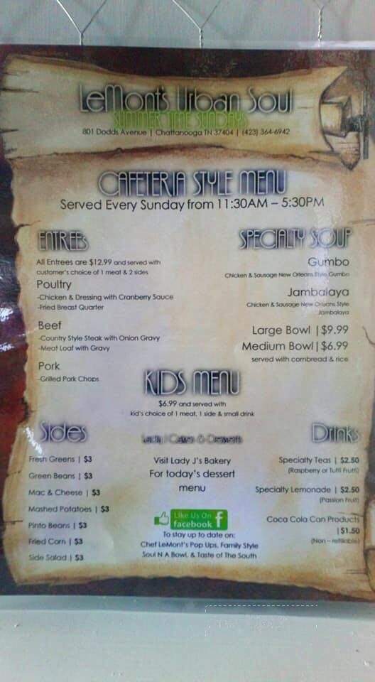 Cafe LeMont - Chattanooga, TN menu_pic