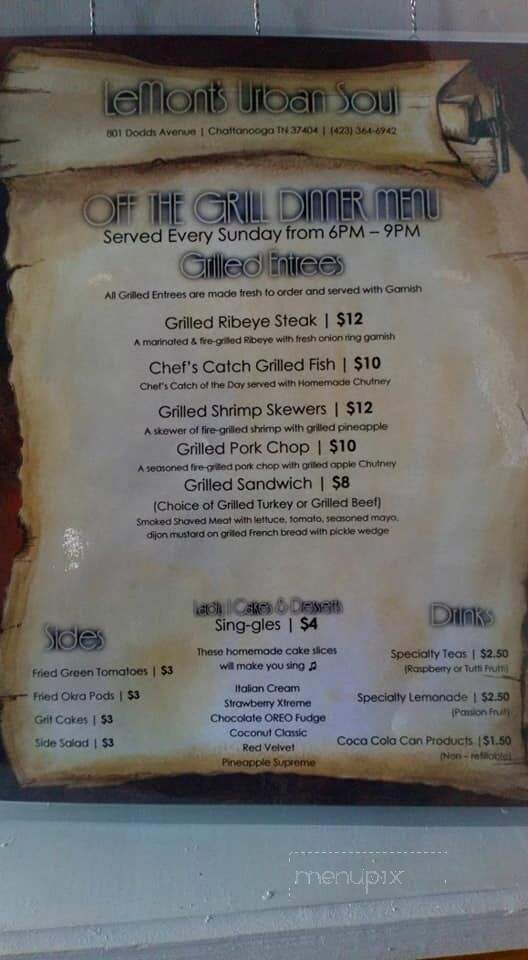 Cafe LeMont - Chattanooga, TN menu_pic