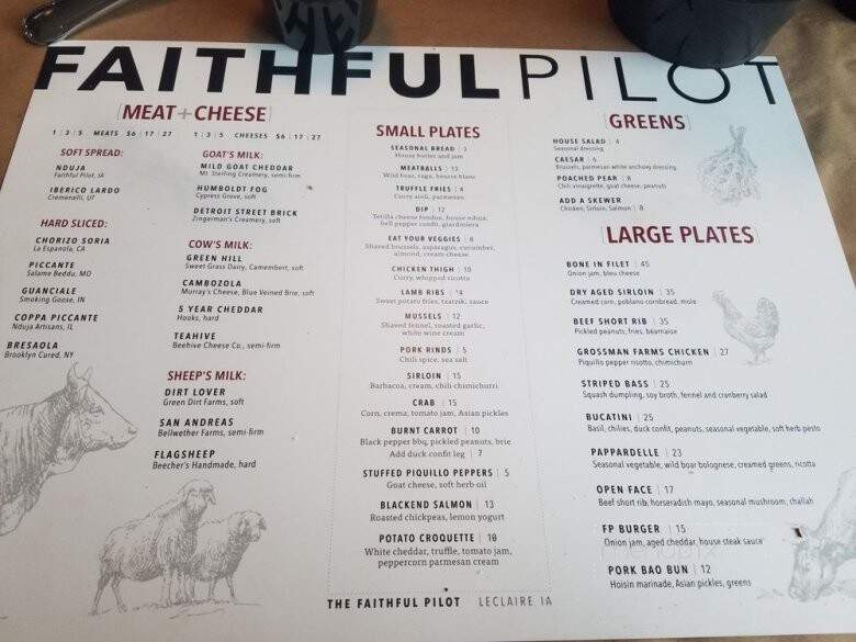 The Faithful Pilot Cafe & Spirits - Le Claire, IA menu_pic