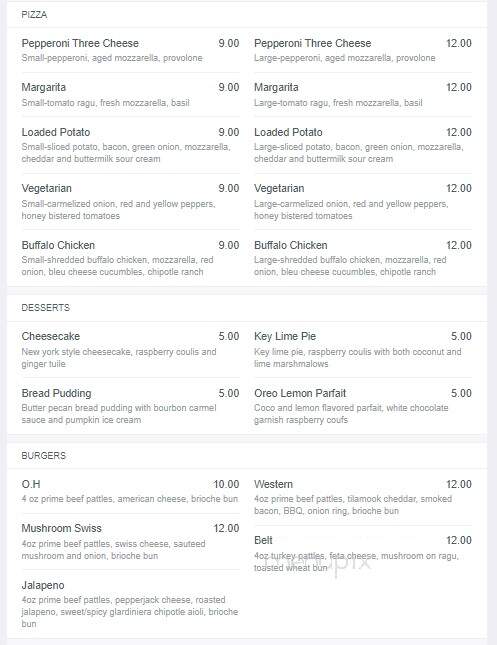 O.H. in the Hollywood Casino - Columbus, OH menu_pic
