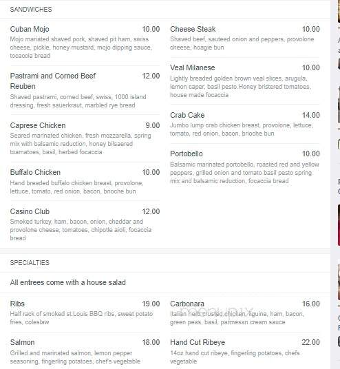 O.H. in the Hollywood Casino - Columbus, OH menu_pic