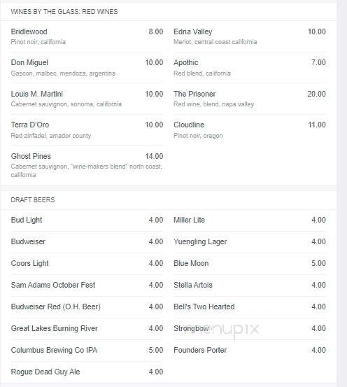 O.H. in the Hollywood Casino - Columbus, OH menu_pic