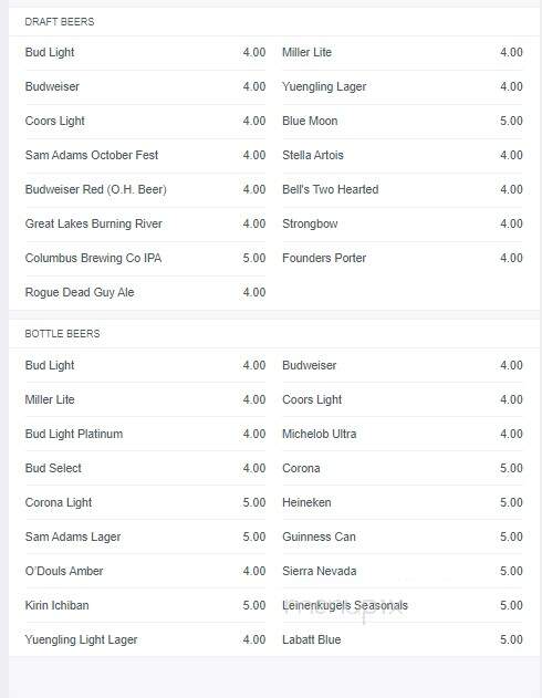 O.H. in the Hollywood Casino - Columbus, OH menu_pic