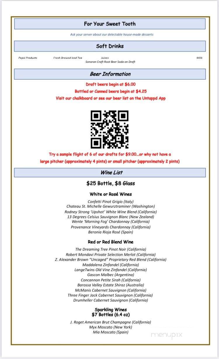 Moose Henri's Grille, Corks, and Taps - Lakeside, AZ menu_pic