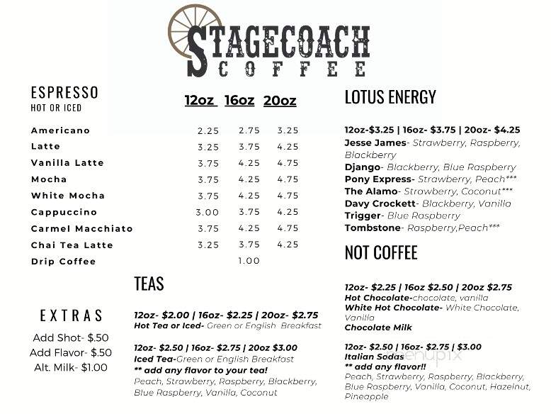 Stagecoach Coffee Co. - Forest Falls, CA menu_pic