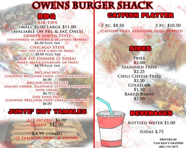 Owens Burger Shack - Clarksdale, MS menu_pic