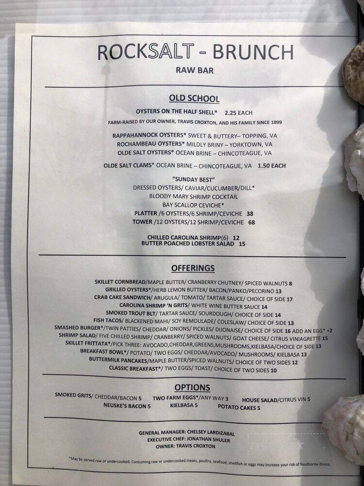 Rocksalt - Charlotte, NC menu_pic