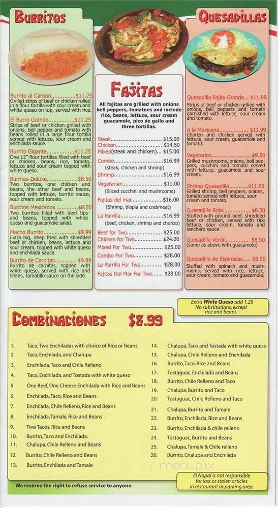 El Nopal - Florence, KY menu_pic