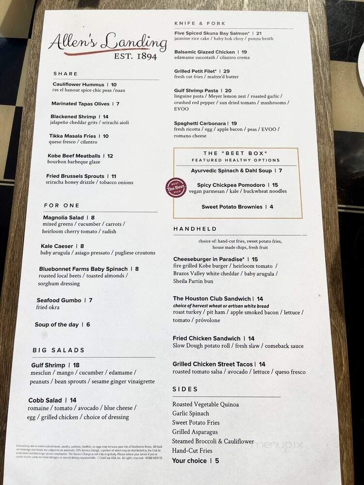 The Houston Club - Houston, TX menu_pic