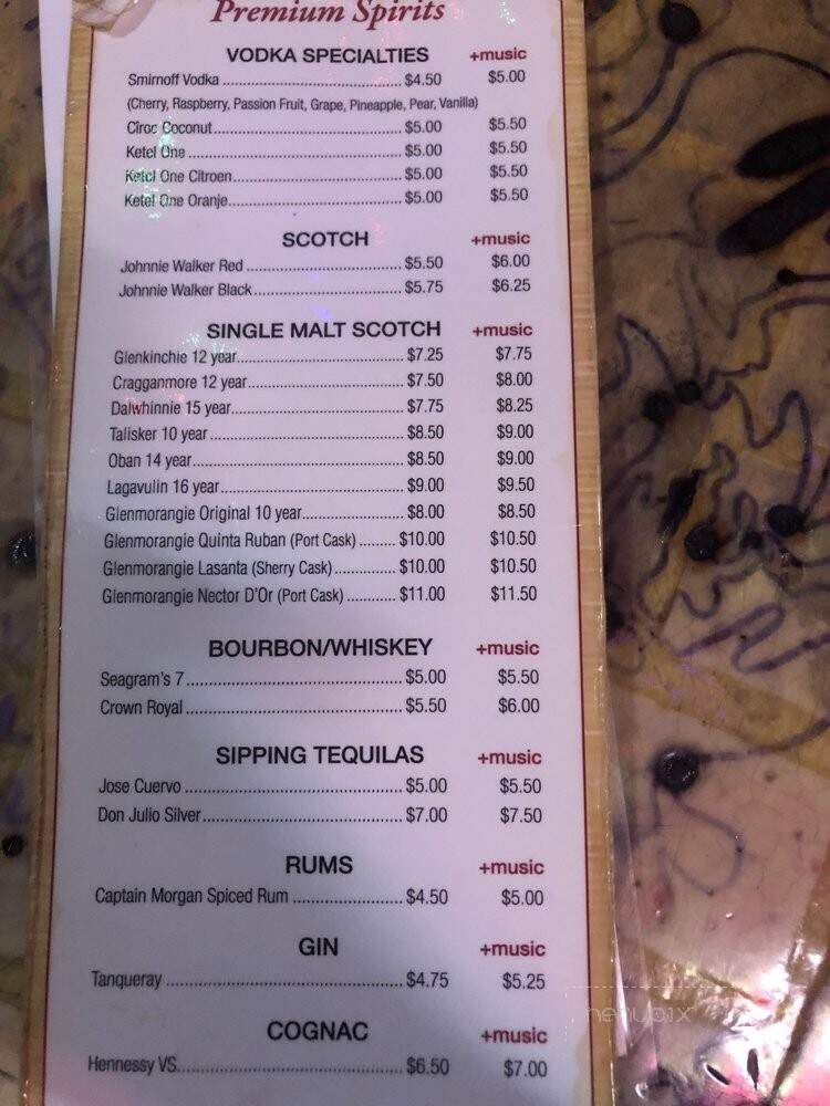 Chatterbox Jazz Club - Indianapolis, IN menu_pic
