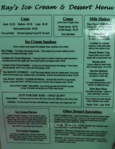 Ray's Pizzeria & Ice Cream Shoppe - Lexington, SC menu_pic
